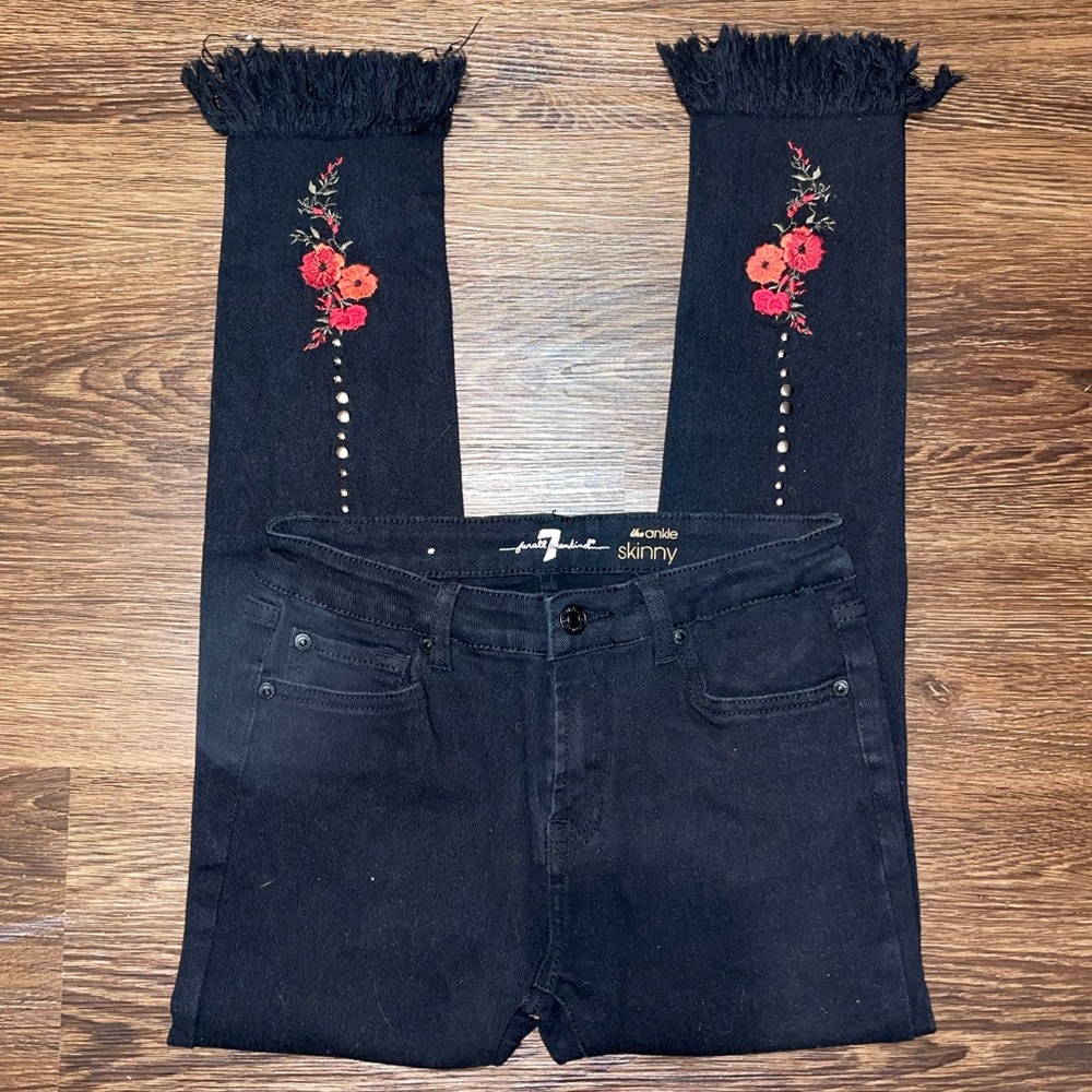 7 for all mankind black rose jeans